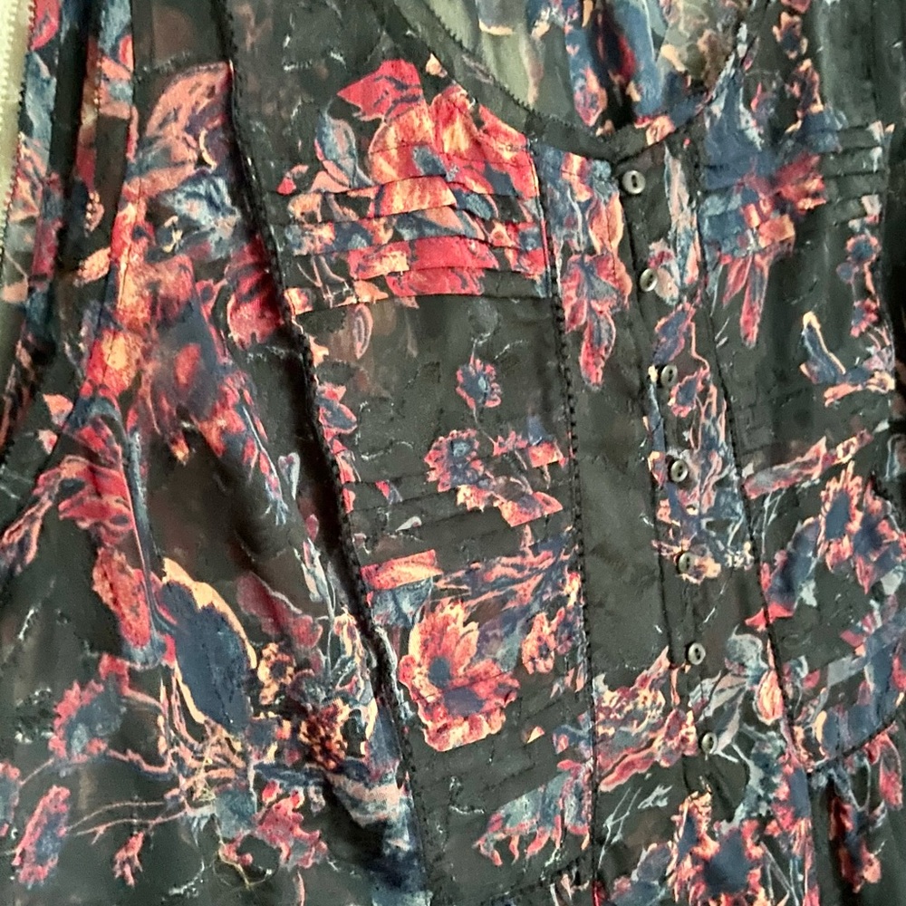 Lucky Brand Blue Floral Tank Top 2x - Picture 3 of 5